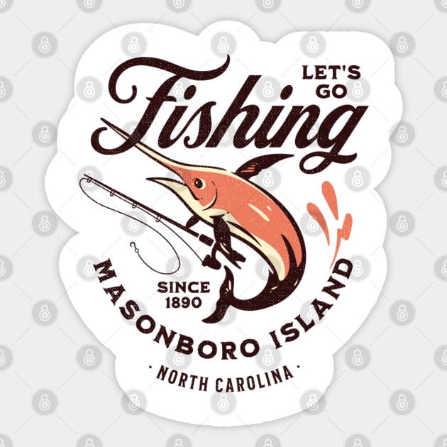 Masonboro Island, NC Fishing Summer Vacation Sticker by Contentarama